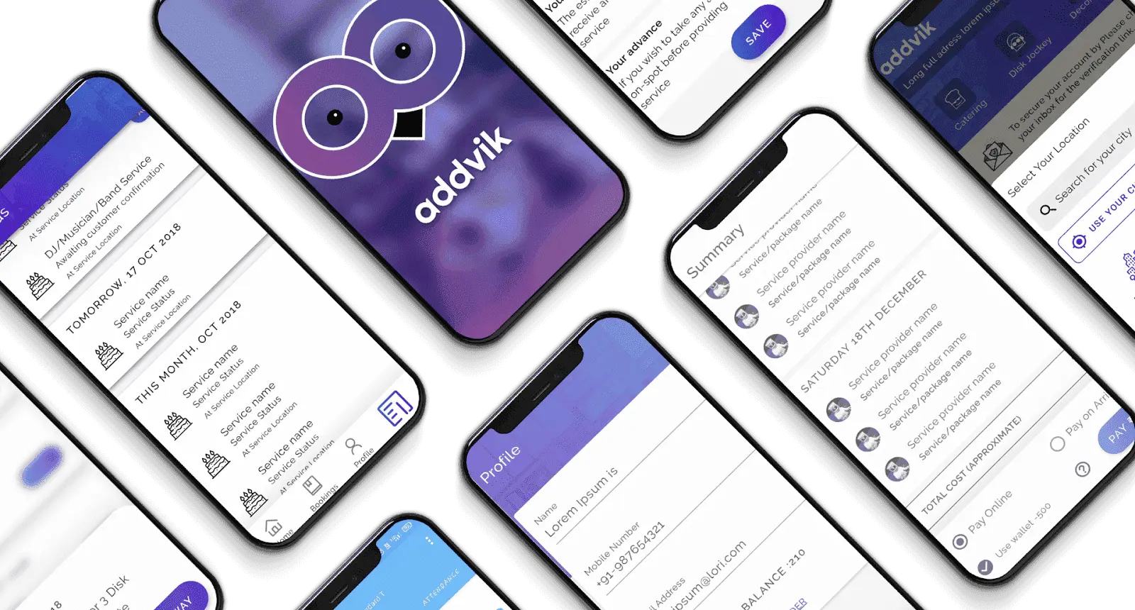 Addvik Mobile App design