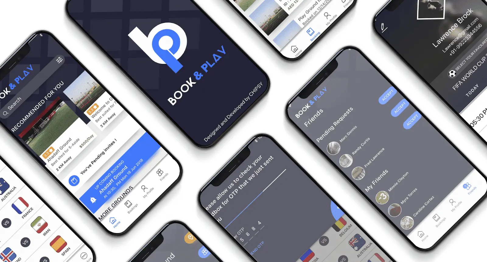 Book and play Mobile App design by chipsy services udupi