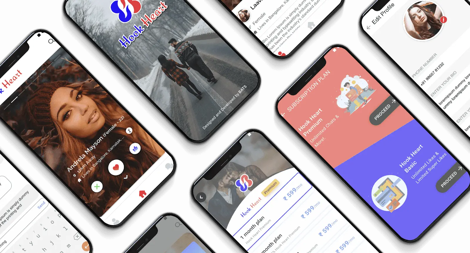 Hook Heart Dating Mobile Application design by chipsy services udupi